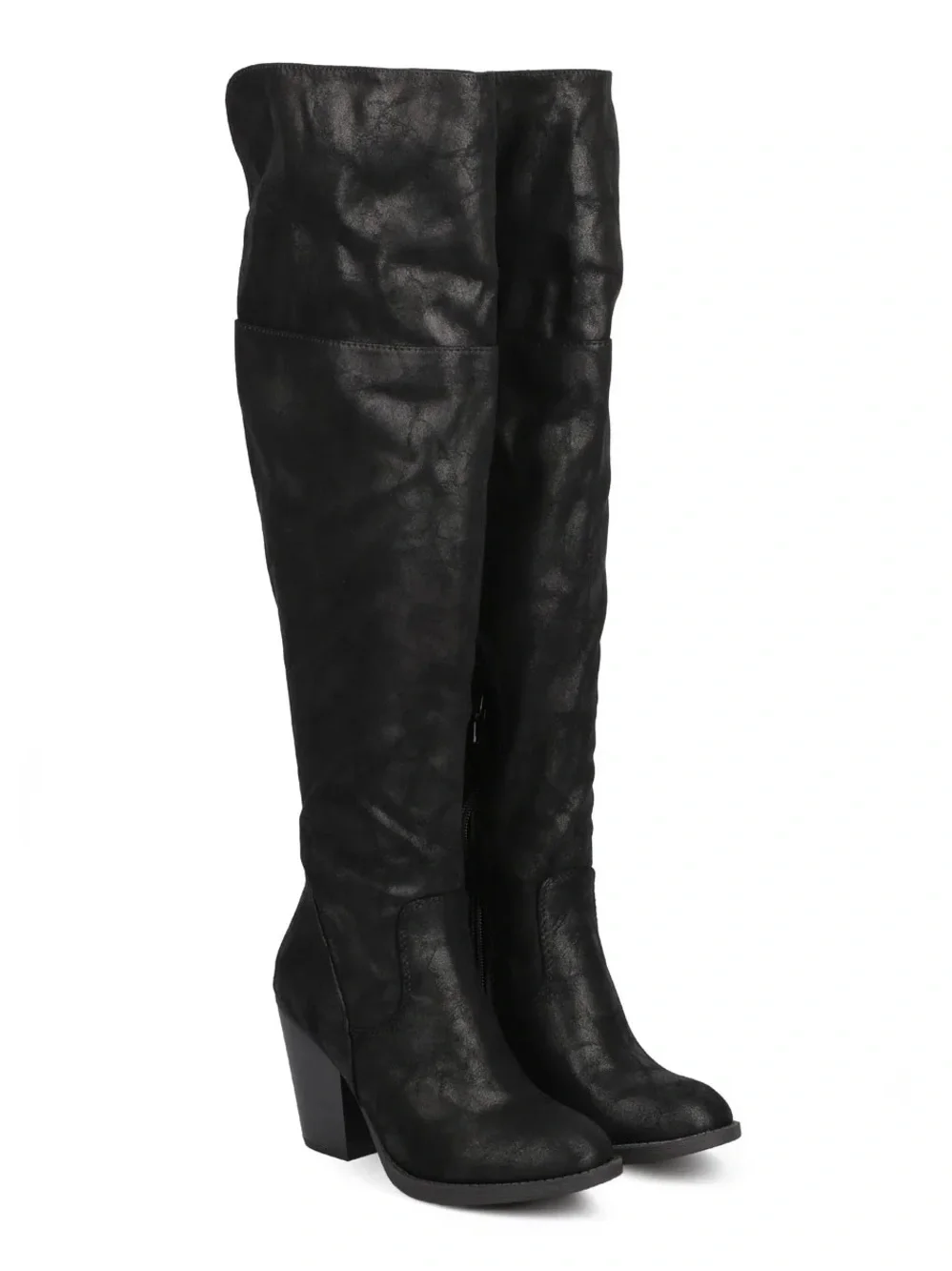 Soda Black Over-the-Knee Block Heel Boots